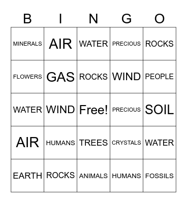 EARTHS TREASURES Bingo Card