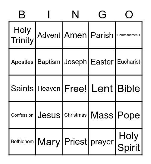 Level 1 Religion Bingo Card