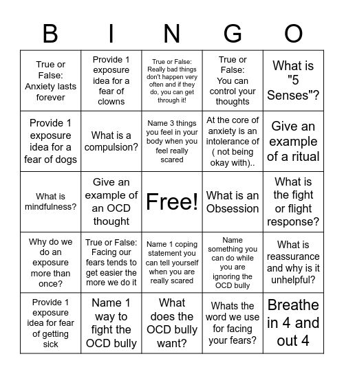 CBT Bingo Card