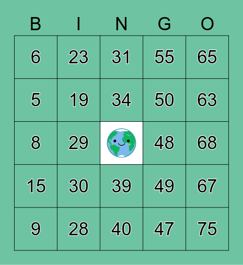 Earth Day Bingo!! Bingo Card