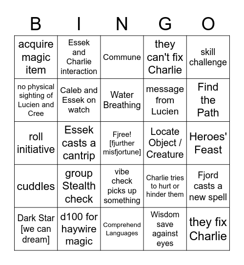 Does This Charlie Have a Soul? [Critical Role 2.135] Bingo Card