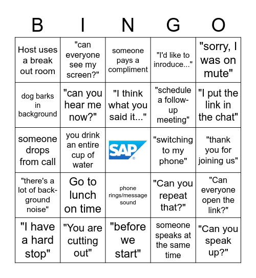 Conference Call Bingo Card