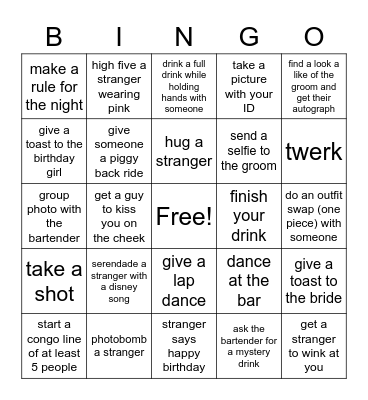 21st and BACH BASH BINGO Card
