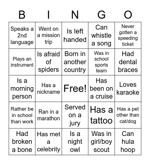 Thursday Bingo 1 Bingo Card