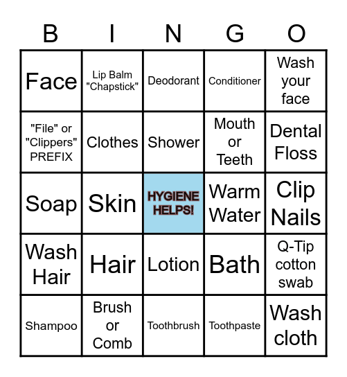 HEALTH       H-Y-G-I-E-N-E        BINGO Card