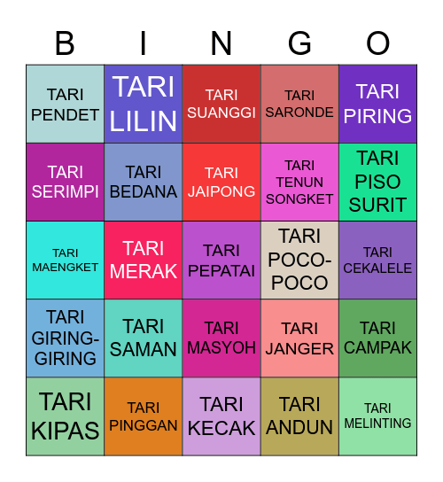 TARIAN DAERAH Bingo Card