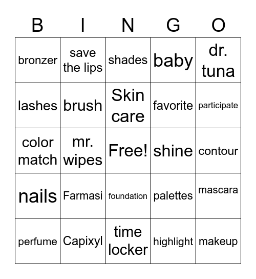 Farmasi Bingo Card