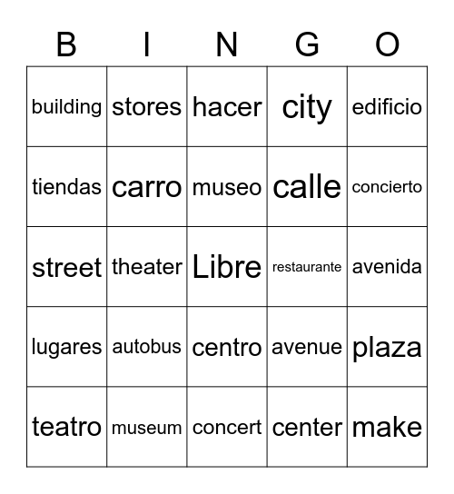 En el centro Bingo Card