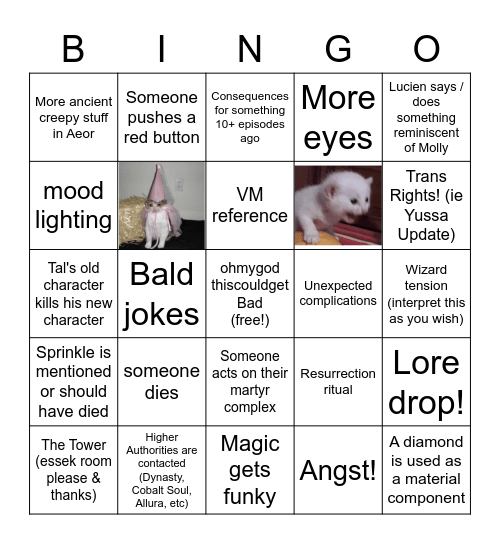 Critical Role Episode 135 Bingo Card! Bingo Card