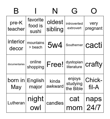 Melanie Bingo Card