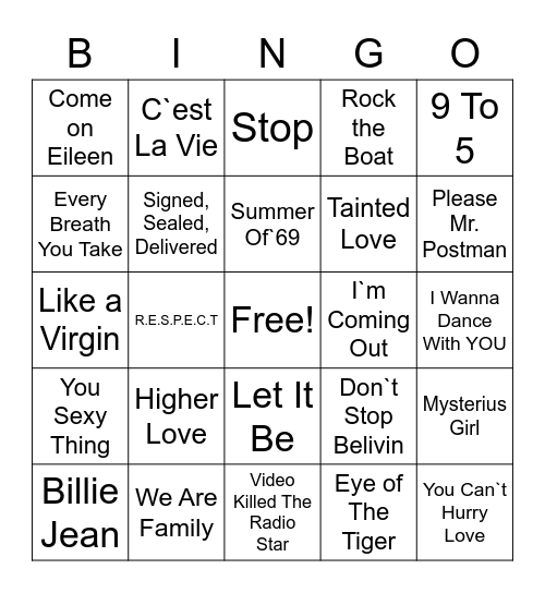 Støtvig musical bingo Card