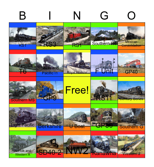 Southern and the Norfolk and Western Bingo Card