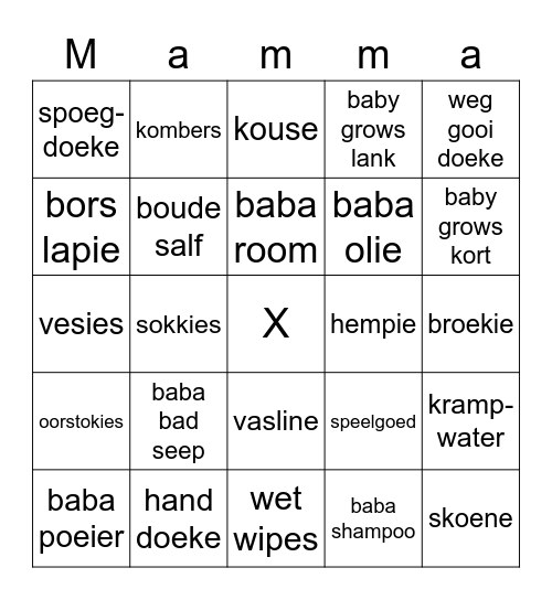 Baba tee Bingo Card