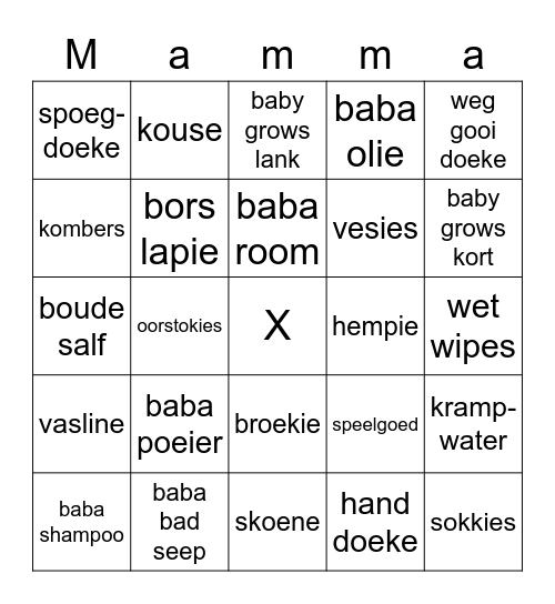 Baba tee Bingo Card