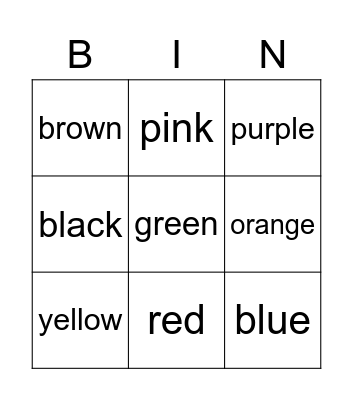 Class 6 Color Bingo! Bingo Card