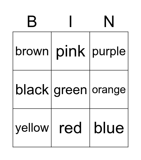 Class 6 Color Bingo! Bingo Card