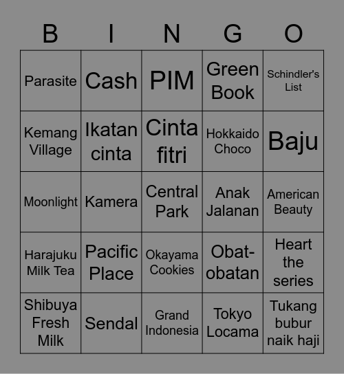 Emile Bingo Card