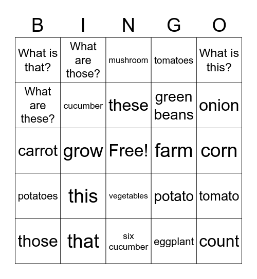 What are these? Bingo Card