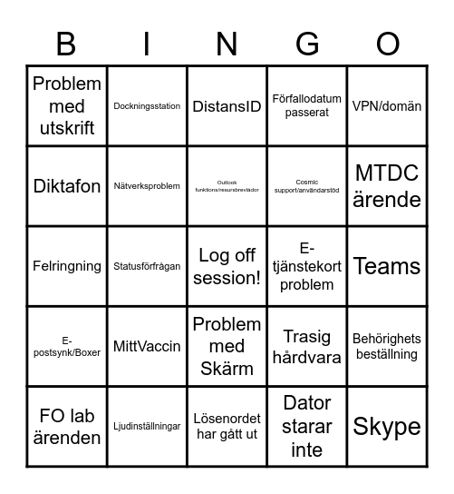 Fredagsmys Bingo Card