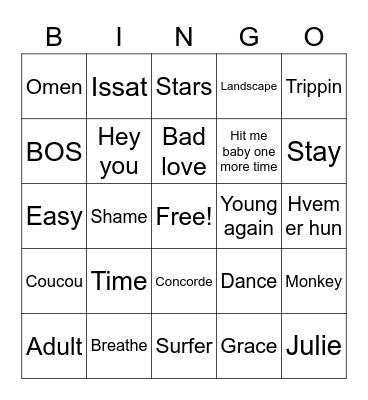 Sosialdepartementets bingo Card
