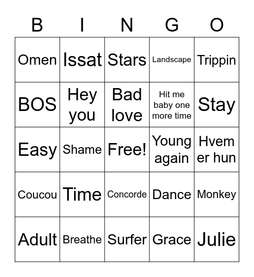 Sosialdepartementets bingo Card
