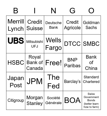 Bankruptcy Bingo Card