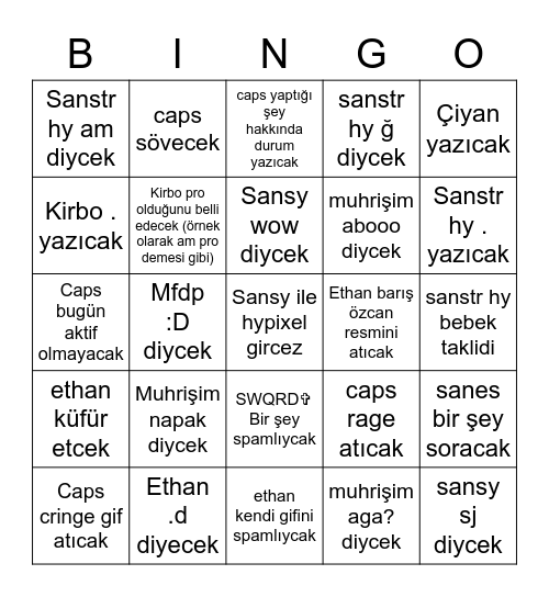 bingo yapcaz qwe Bingo Card