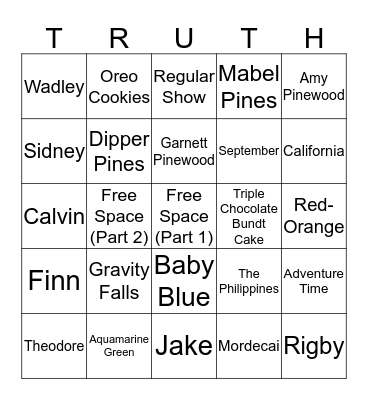 Truth Bingo Card