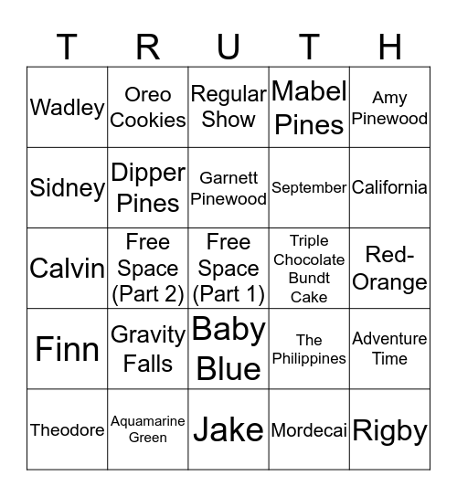 Truth Bingo Card
