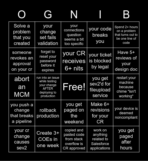 Anti-Developer Bingo Card