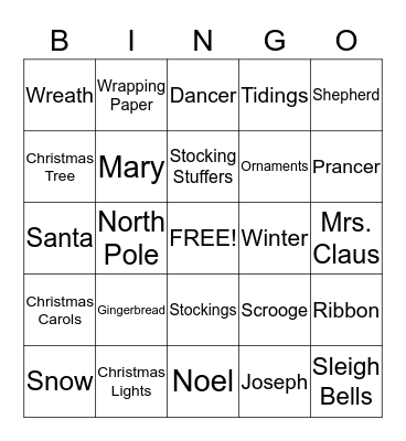 CHRISTMAS Bingo Card