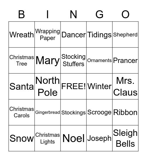 CHRISTMAS Bingo Card