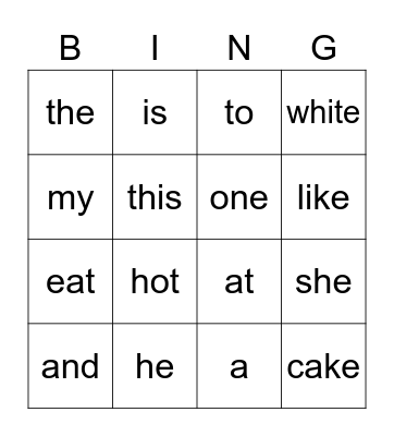SS4 Open Lesson 2 Bingo Card