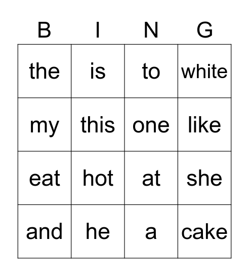 SS4 Open Lesson 2 Bingo Card