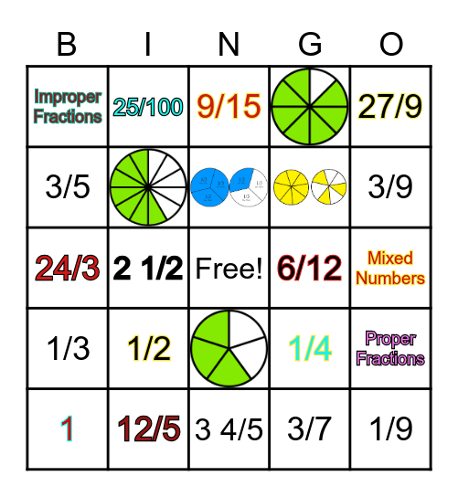 FRACTION BINGO! Bingo Card