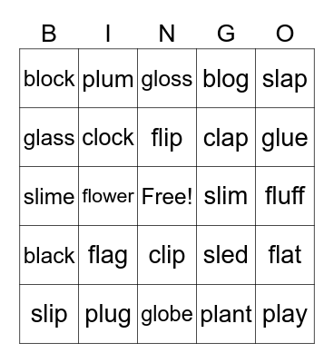L Blend Bingo Card