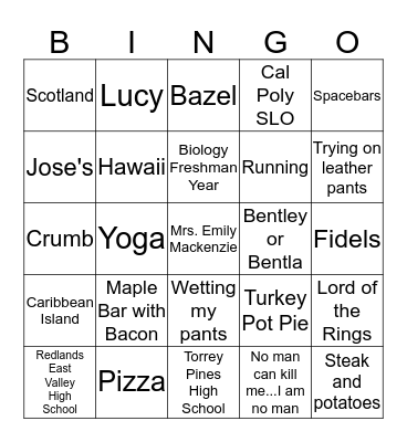 For the Bride to be... Bingo Card