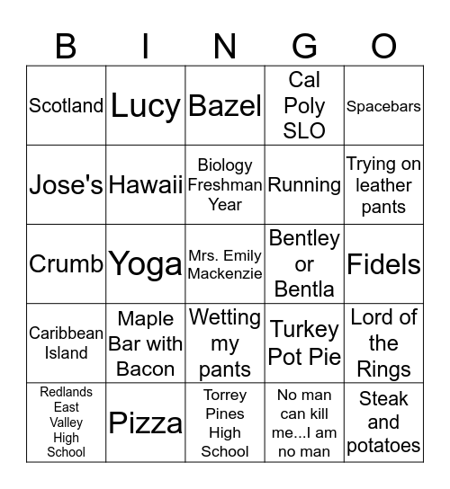 For the Bride to be... Bingo Card