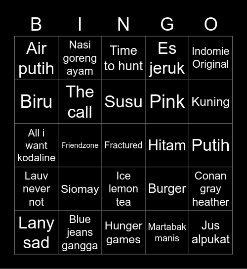 Shadyn's Bingo Board. Bingo Card