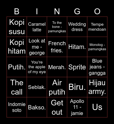 Abhimanyu Bingo Card