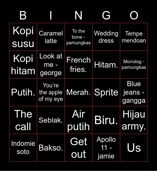 Abhimanyu Bingo Card