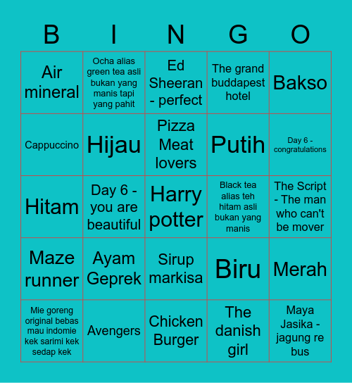 Lanka ganteng Bingo Card