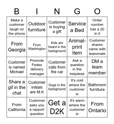 Weekend Bingo Card