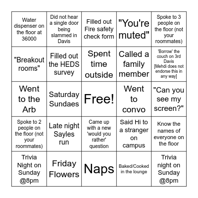 4th Davis Bingo Card
