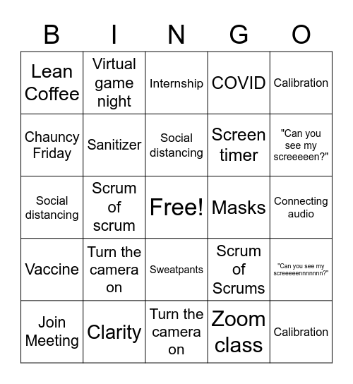 PMO VIRTUAL BINGO Card