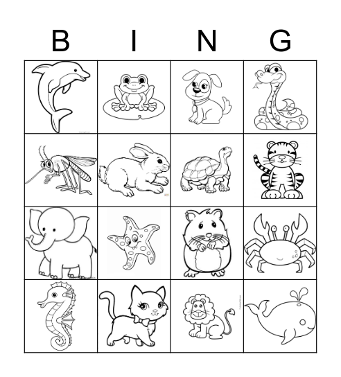 ANIMALS Bingo Card