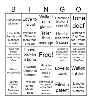 CENTRAL S&A BINGO Card
