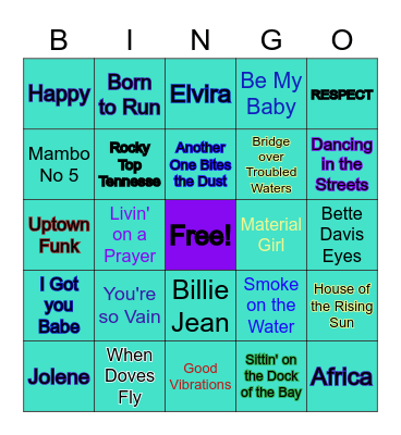 Popular Songs Bingo Card