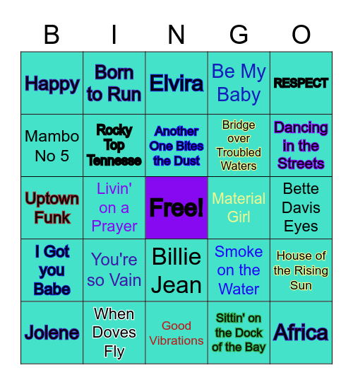 Popular Songs Bingo Card