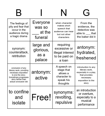 Vocab List #14 Bingo Card